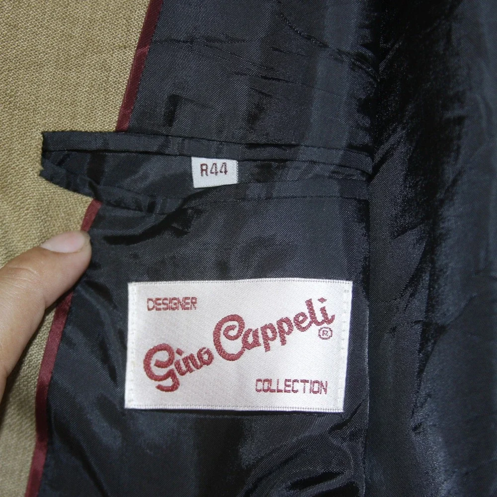 Vintage Gino Cappelli Collection Blazer Mens R44 Tan‎ Sport Tailored